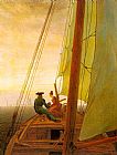 On board a Sailing Ship by Caspar David Friedrich
